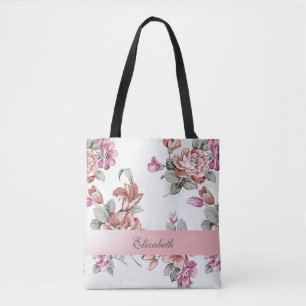 Vintage Chic Mädchenhafte Blumen-Personalisiert Tasche