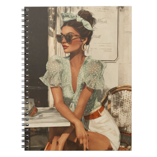 Vintage-Chic-Mode Frau Spiralblock Notizblock (Vorderseite)