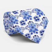 Vintage Chic Niederländisches Delft Blau Blumenkun Krawatte (Gerollt)