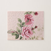 Vintage Chic Pink Roses, Zweige & Vines Puzzle (Horizontal)