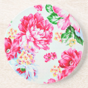 Vintage Chic Rosa Blumen Floral Getränkeuntersetzer