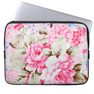 Vintage Chic Rosa Blumen Florales Laptop Etui Laptopschutzhülle