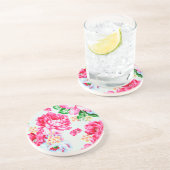 Vintage Chic-Rosa-Blumen mit Blumen Getränkeuntersetzer (Seite)