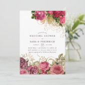 Vintage Chic Rose Gold und Blush Polterabend Einladung (Stehend Vorderseite)