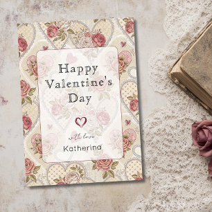 Vintage Chic Rose Herz Happy Valentinstag Feiertagskarte