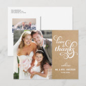 Vintage Chic Script Hochzeit Dankeschön Postkarte (Vorne/Hinten)