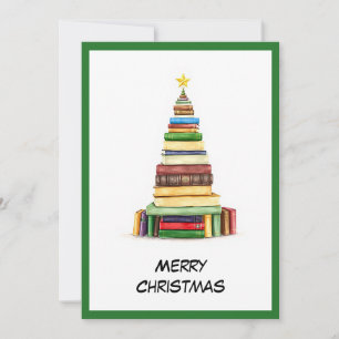 Vintage-Chic-Spaß-Weihnachtsbaum aus Büchern Feiertagskarte