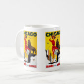 Vintage Chicago-Anzeige Kaffeetasse (Vorderseite Links)