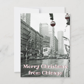 VINTAGE CHICAGO CHRISTMAS STREET FOTOGRAPH FEIERTAGSKARTE