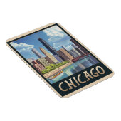 Vintage Chicago City Skyline Magnet (Rechte Seite)