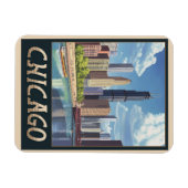 Vintage Chicago City Skyline Magnet (Horizontal)