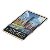 Vintage Chicago City Skyline Magnet (Linke Seite)