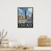 Vintage Chicago City Skyline Poster (Küche)