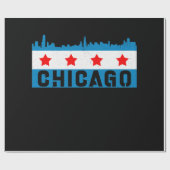 Vintage Chicago Flag Skyline Geschenkpapier (Flach)