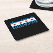 Vintage Chicago Flag Skyline Rechteckiger Pappuntersetzer (angewinkelt)