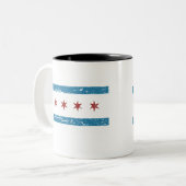 Vintage CHICAGO-Flagge Zweifarbige Tasse (Vorderseite Links)