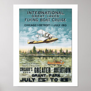 Vintage Chicago-Flugboot Kreuzfahrt-Reiseplakat Poster