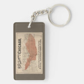 Vintage Chicago Great Fire Map, 1871 Schlüsselanhänger (Rückseite)