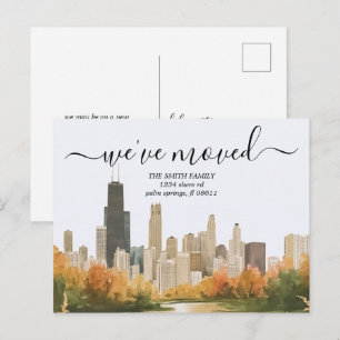 Vintage Chicago Illinois Skyline Umzugsankündigung Postkarte