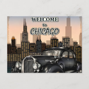 Vintage Chicago Illinois Stadt Skyline Retro Reise Postkarte