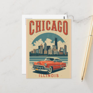 Vintage Chicago Illinois Stadt Skyline Retro Reise Postkarte