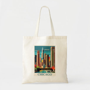 Vintage Chicago Illinois Stadt Skyline Retro Reise Tragetasche
