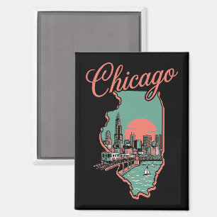 Vintage Chicago Illinois Stadtlogo Magnet