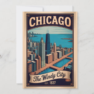 Vintage Chicago Illinois Windy City Retro Reise Feiertagskarte