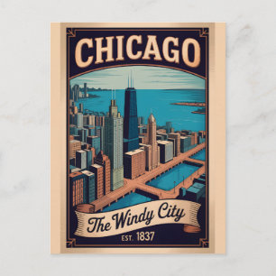 Vintage Chicago Illinois Windy City Retro Reise Postkarte