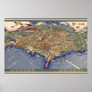 Vintage Chicago-Karte Poster