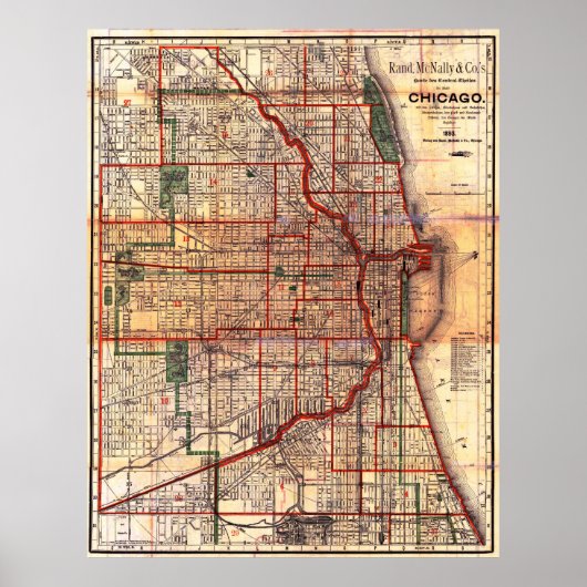 Vintage Chicago Map Poster (Vorne)