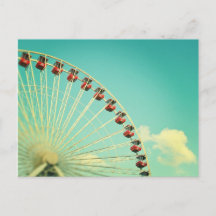 Vintage Chicago Navy Pier Riesenrad Postkarte