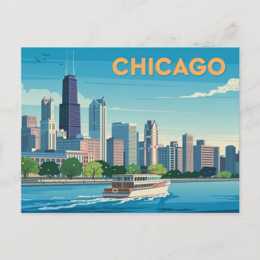 Vintage Chicago Postkarte (Vorderseite)