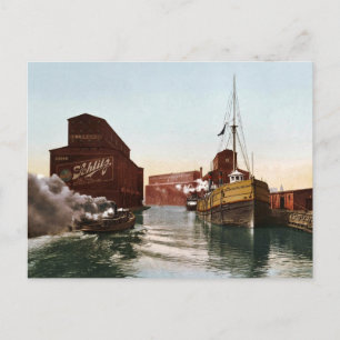 Vintage Chicago River Elevatoren 1900 Postkarte