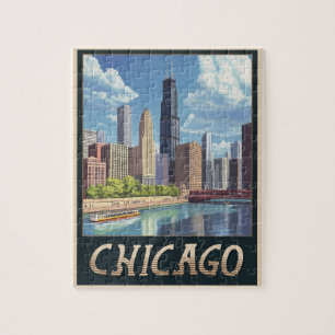 Vintage Chicago Skyline Puzzle