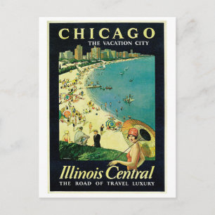 Vintage Chicago Strand Reise Werbung 1920er Jahre Postkarte