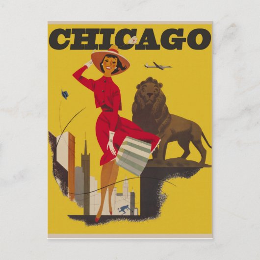 Vintage Chicago Travel Postcard Postkarte (Vorderseite)