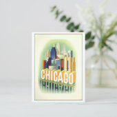 Vintage Chicago Travel Poster Postkarte (Stehend Vorderseite)