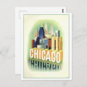 Vintage Chicago Travel Poster Postkarte (Vorne/Hinten)