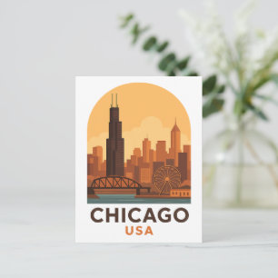 Vintage Chicago USA Reise – Retro Stadtansicht Postkarte