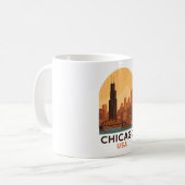 Vintage Chicago USA Travel – Retro City Sky Kaffeetasse (Vorderseite Links)