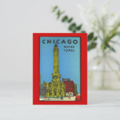 Vintage Chicago Wasserturm Postkarte (Stehend Vorderseite)