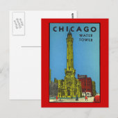 Vintage Chicago Wasserturm Postkarte (Vorne/Hinten)