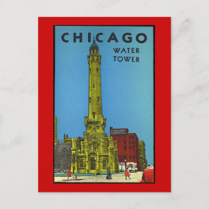 Vintage Chicago Wasserturm Postkarte