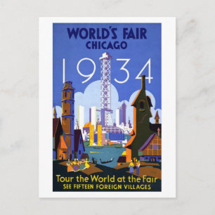 Vintage Chicago Weltmesse 1934 Anzeige Postkarte