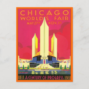 Vintage Chicago Weltmesse Postkarte