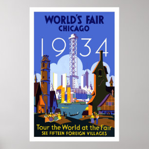 Vintage Chicago World Fair Travel Poster 1934