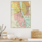 Vintage Chicagoer Eisenbahnkarte (1897) Poster (Küche)