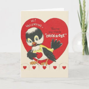 Vintage Chick-a-Dee Valentinstag Karte