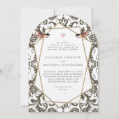 Vintage Chickadee Art Deco Playbill Wedding Einladung (Vorderseite)